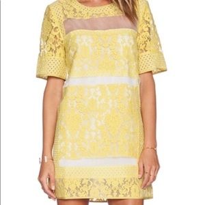 yellow lace mini dress